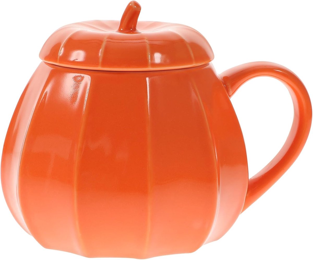 Iplusmile Halloween keramische pompoenmok, pompoenmok voor koffie, thee, melk, warme chocolade, grote koffiemok met 3D-pompoendesign, herfstbeker voor thuis, kantoor, Thanksgiving, Halloween cadeau