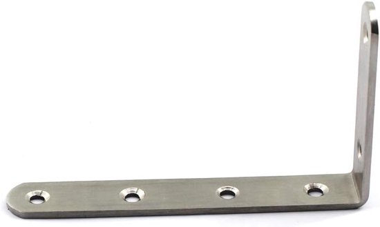 (4 stuks) 125x75x3mm hoekconnector hoekbeugels (dikte 3mm) roestvrij staal L vorm beugels met schroeven — afbeelding 2