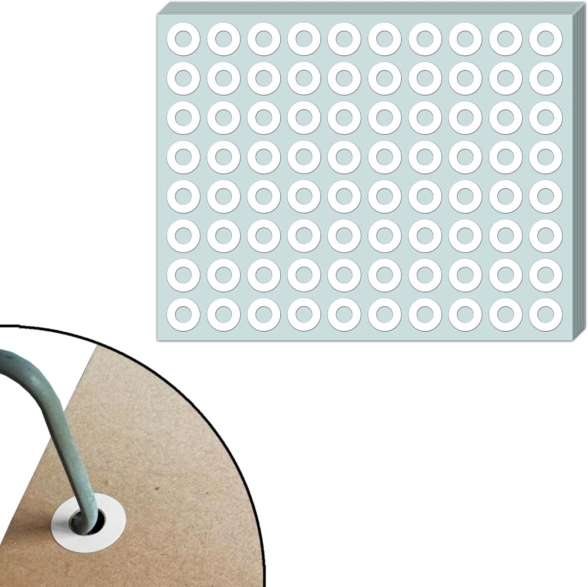 Versterkingsringen Zelfklevend Verstevigde Reinforcement Stickers Ring Labels, Scheurvast - Wit