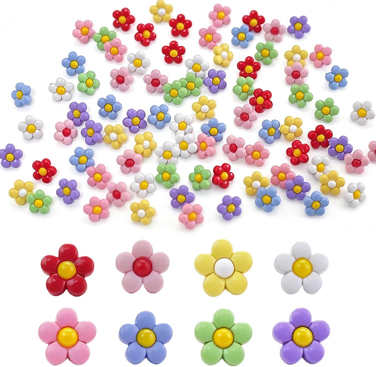 Knopen om te knutselen, verse bloemen, knopen om te naaien, decoratieve knopen om te naaien, voor doe-het-zelf kledingaccessoires, scrapbooking, decoraties