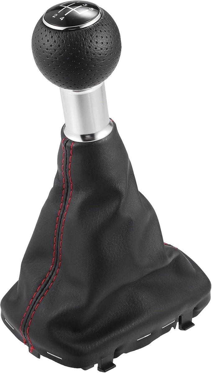 5 Speed Handmatige Versnellingspook met Hoes voor Audi A3 2000-2003 / Voorste Versnellingspook/Duurzaam Plastic / 1 Stuk Zwart met Rode Stiksels