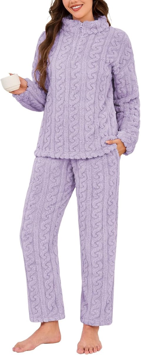 Pyjama's, pyjamasets, pluizige fleece loungekleding voor dames
