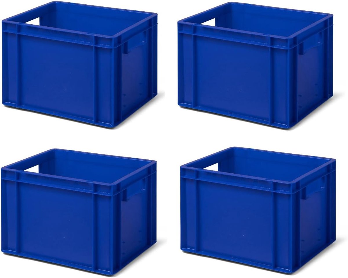 4 stuks transportstapelbakken TK427-0 blauw, lxbxh 400x300x270 mm , uit PP, volume: 23 liter, echte industriële kwaliteit ook geschikt voor voedsel