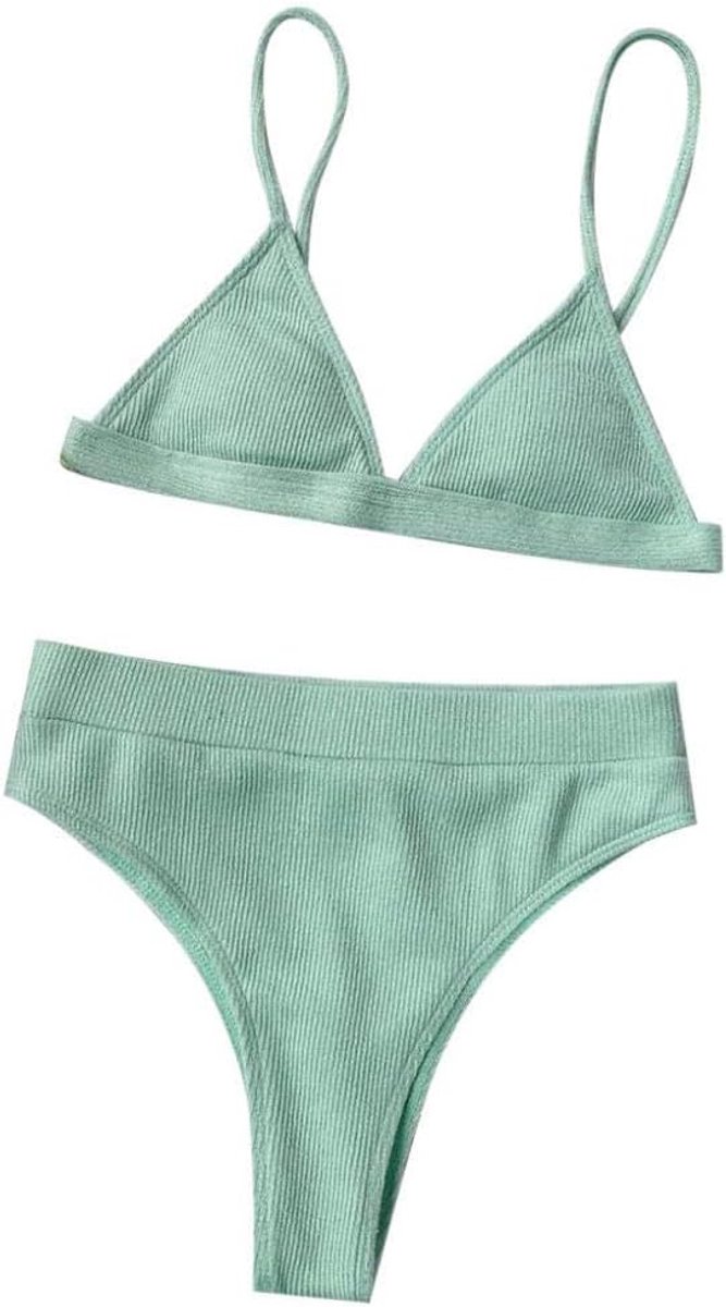 Dameskleding Sexy Badpak Halter Beachwear Effen Hoge Taille Vrouwen Patchwork Badpak Strand Zwembad Badmode Set