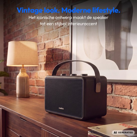 MEDION BXO-1 Bluetooth-luidspreker – Krachtig geluid in een hoogwaardig retro-ontwerp, tot 15 uur batterijduur, Bluetooth 5.3, IPX4, USB-C, zwart | Kraftvoller Sound im hochwertigen Retro-Design, Blue — afbeelding 3