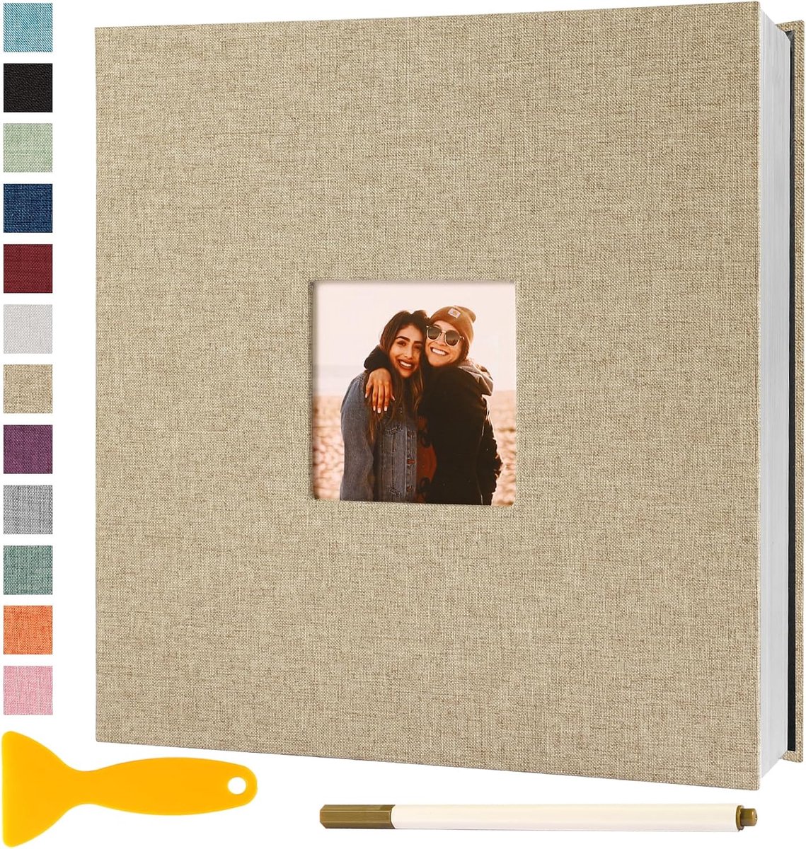 Fotoalbum Zelfklevend 28x27 Groot Scrapbook, 40 Bladzijden Khaki