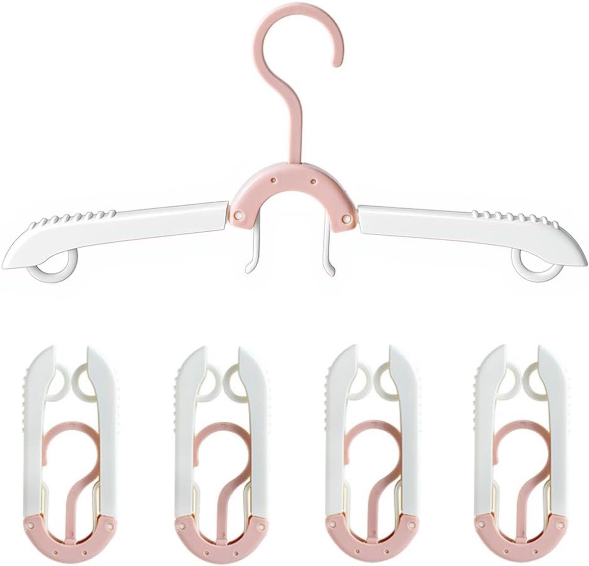 5 stuks kledinghaken, inklapbaar, kunststof, multifunctionele reiskleerhangers met groefdesign, reisbenodigdheden voor thuis, reizen, camping
