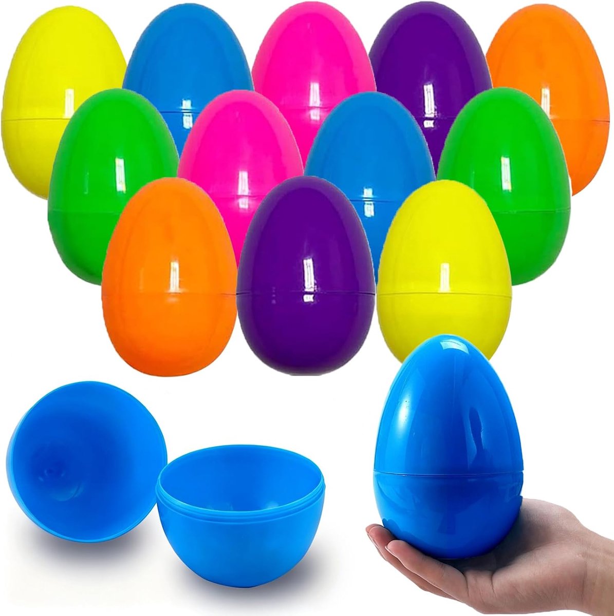 Eieren, 12 stuks groot leeg paasei om 6 kleuren te vullen 5,9 inch vulbare holle verrassing ei Pasen jacht ornamenten mand vullers partij gunst woondecoraties kleurrijke prijs cadeau