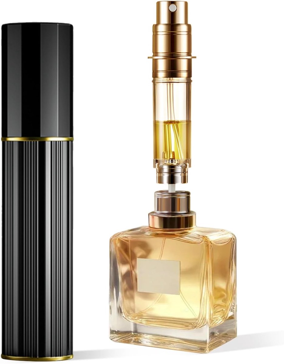 Parfumverstuiver navulbaar - 5ml lege reisspuitfles, nano-mist, bodemvulling mini-verstuiver, zakformaat cologne dispenser voor dames en heren (PA.Black, PA)