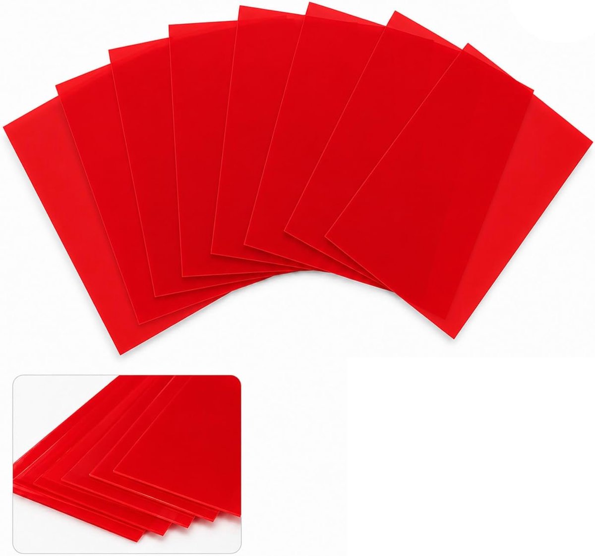 8 Stuks Hittebestendige Folie, Gel Lichtfilter Rood, Transparante Kleurfolie voor Kleurcorrectie, Fotostudio, Fotolamp, LED-Lamp, Projector, Studioflitser en Koplamp
