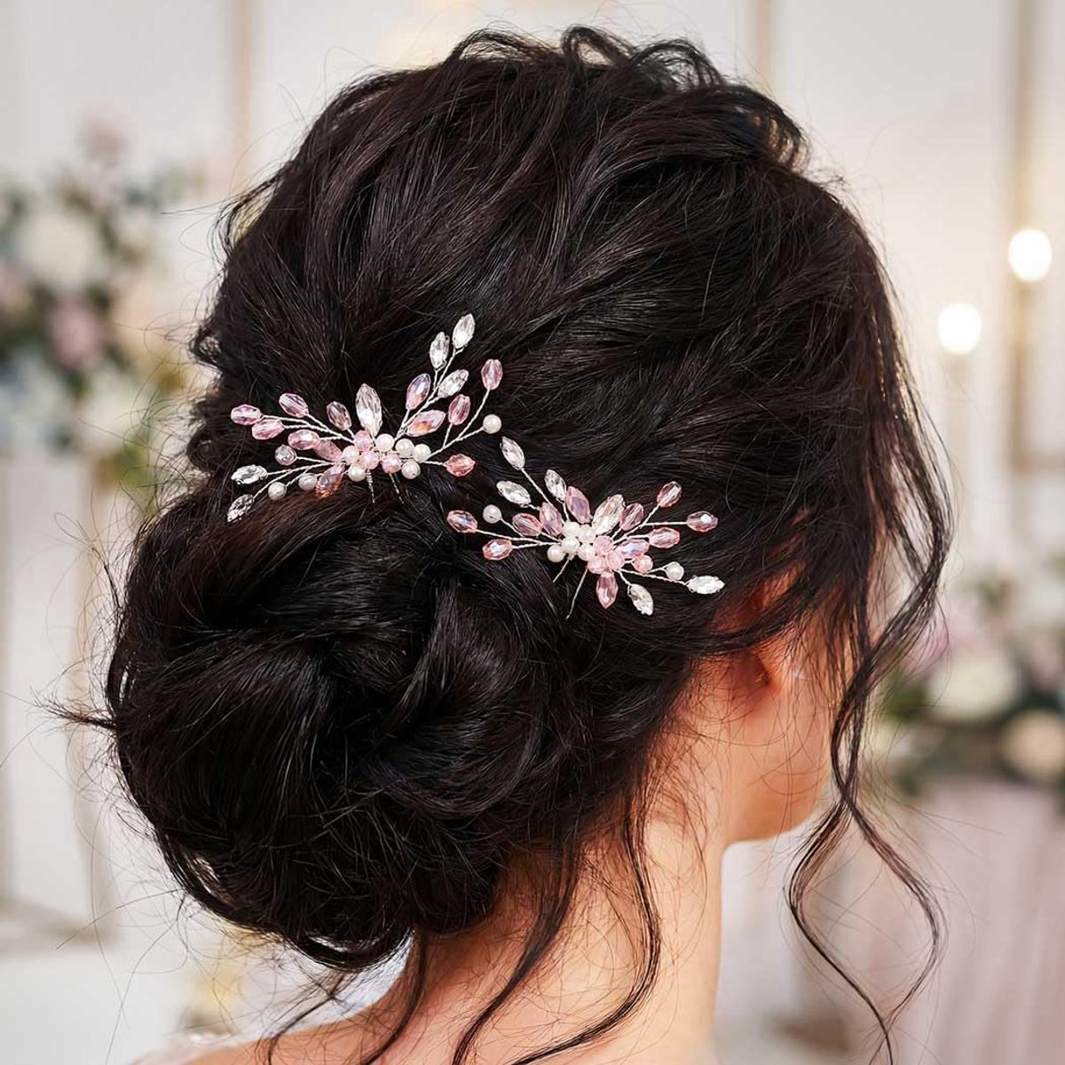 Haarspelden strass bruids haarstuk parel bruiloft haaraccessoires voor vrouwen (2 stuks)