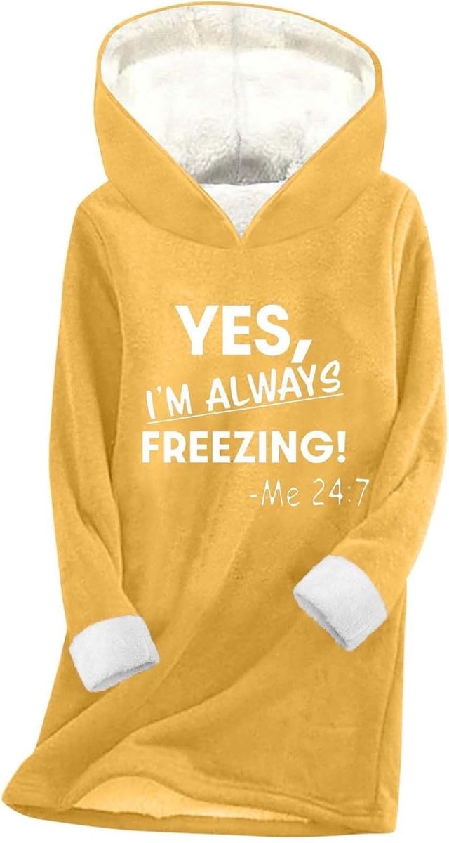 Damestrui met capuchon, oversized, katoen, gevoerd, fleece, warm, behaaglijk, pullover, fleece, trekkoord, zakken, loungewear, dagelijks gebruik, winter, A40
