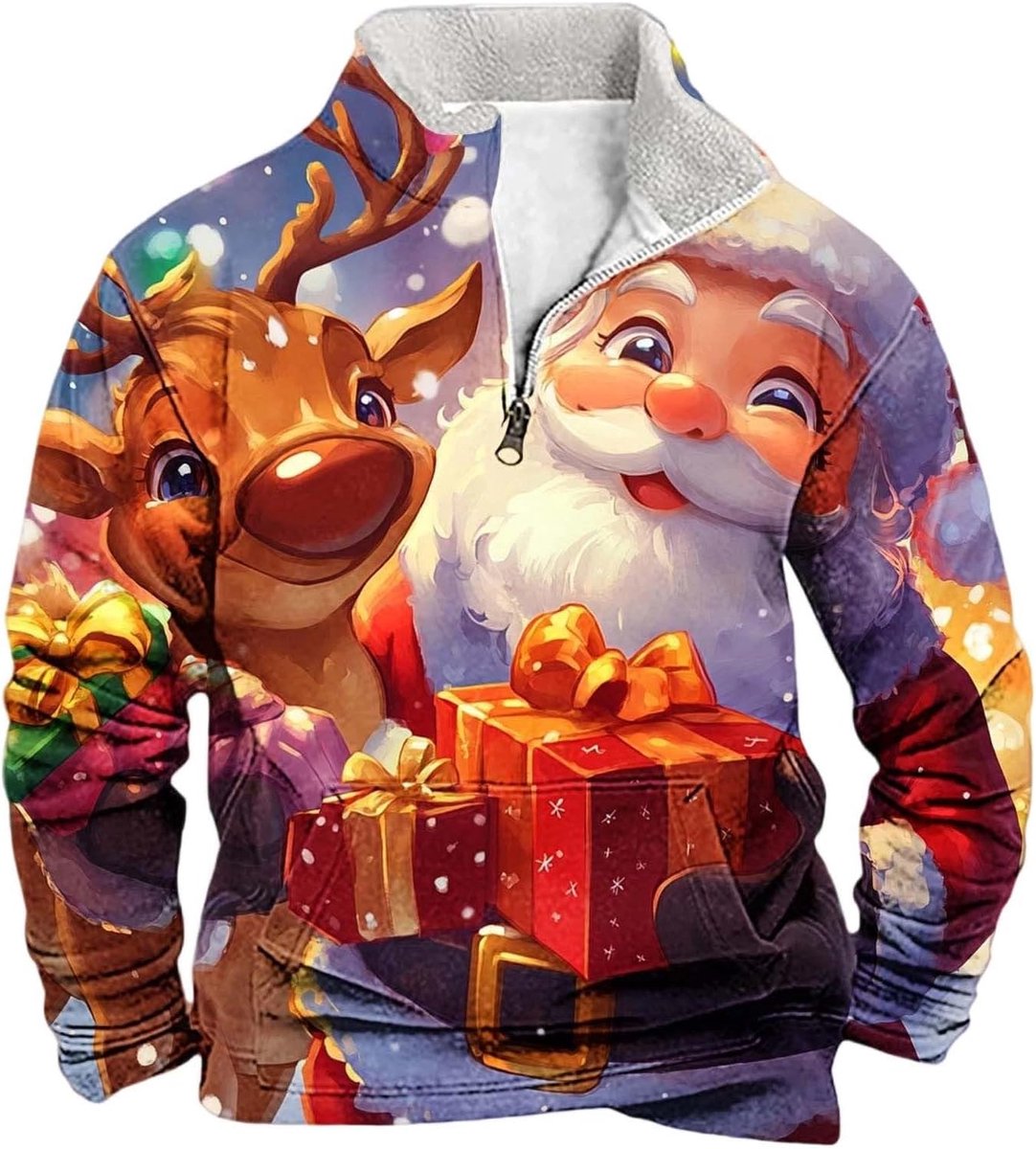 Thermische fleece gevoerde wintertrui met opstaande kraag en lange mouwen, sweatshirt met ronde hals voor casual comfort, warm, zacht en comfortabel, alternatieve outdoorkleding