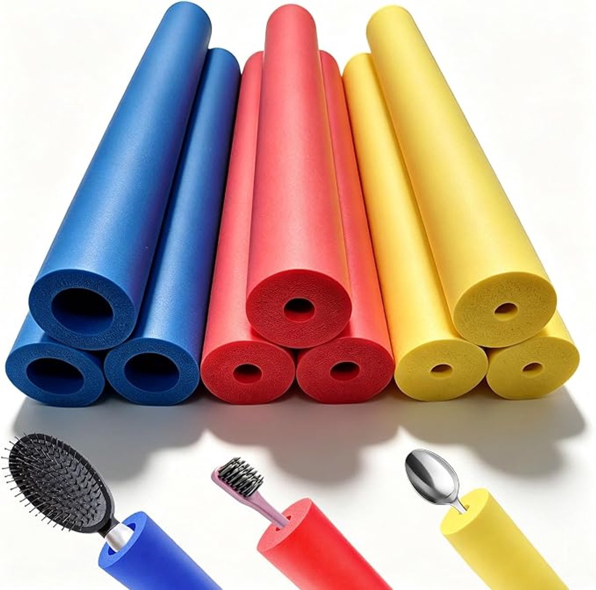 9 stuks - Handvatverdikkers - Comfort Hulpmiddel - Schuimrubberen handgreep - Aangepast serviesgoed - Biedt een verdikte grip voor servies, gereedschap en pennen - Speciaal ontworpen voor ouderen, mensen met artritis en mensen met een beperking