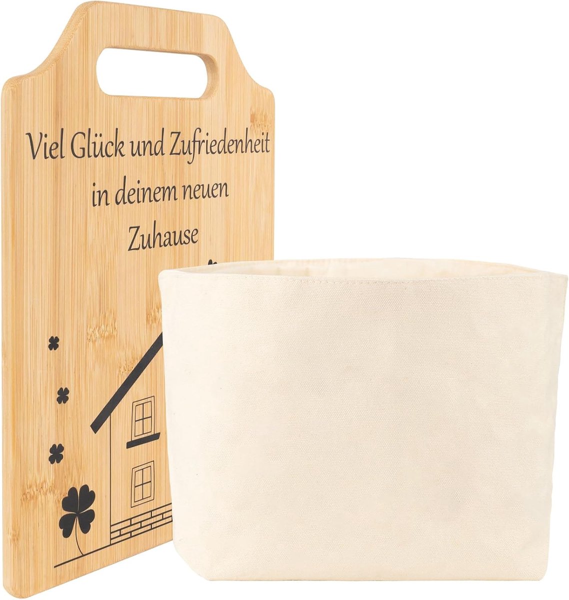 Broodmand, stof, houten plank met gravure, cadeau-ideeën om in te trekken, vele mooie momenten in het nieuwe huis, broodmand, stof, baguettes en housewarmingsgeschenken