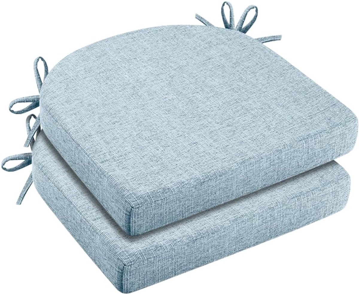 Set van 2 stoelkussens, 43 x 42 x 5 cm, schuim zitkussen met hoge dichtheid, comfortabel zitkussen voor binnen en buiten, stoelkussen, tuinstoel, balkonstoel, kussen, zitkussen voor eetkamer