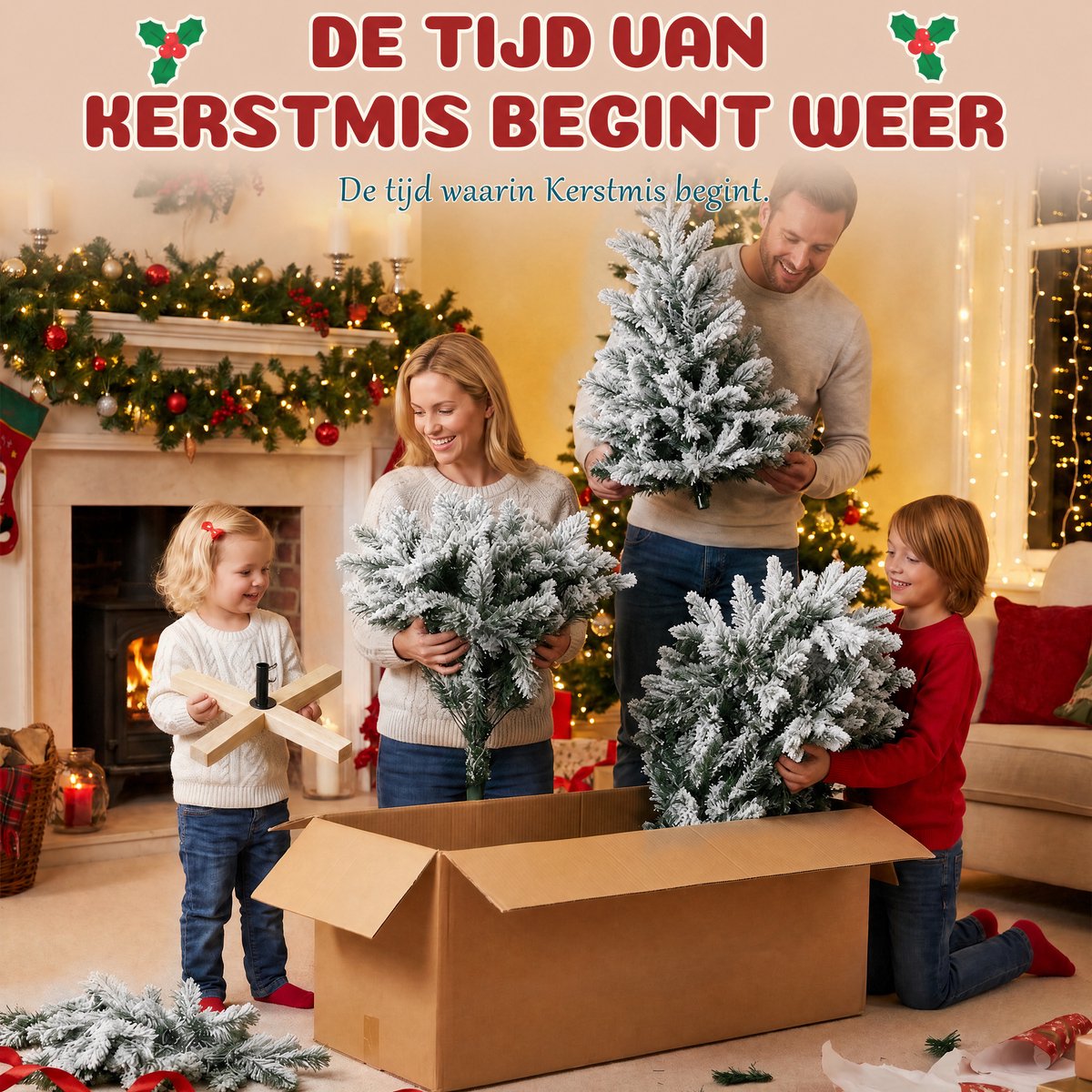 Arvioo kunstkerstboom‑180cm‑sneeuw‑voorverlicht‑warmwit‑LED‑houten voet‑PVC‑PE – foto 7