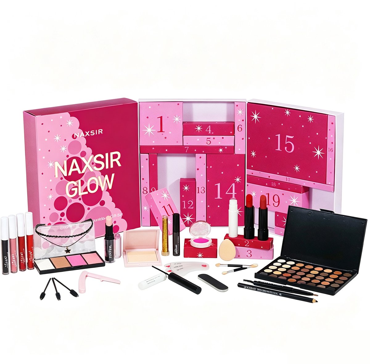 NAXSIR Complete make-upset voor dames, Beauty-adventskalender 24 vakjes, kerstcadeau – foto 2