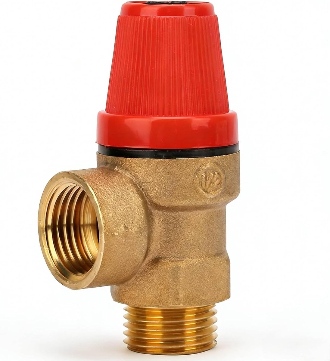Veiligheidsventiel van messing, waterdrukontladingsventiel G1/2 ", veergeladen veiligheidsventiel 3BAR/6BAR, premium messing constructie voor (6BAR DN15)