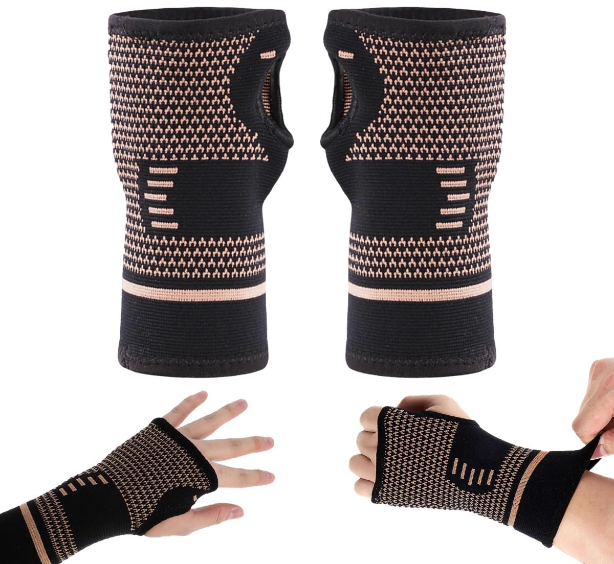 Polsbandage van neopreen met hoge elasticiteit, maat M, 1 paar voor fietsen, springtouw en fitnesstraining