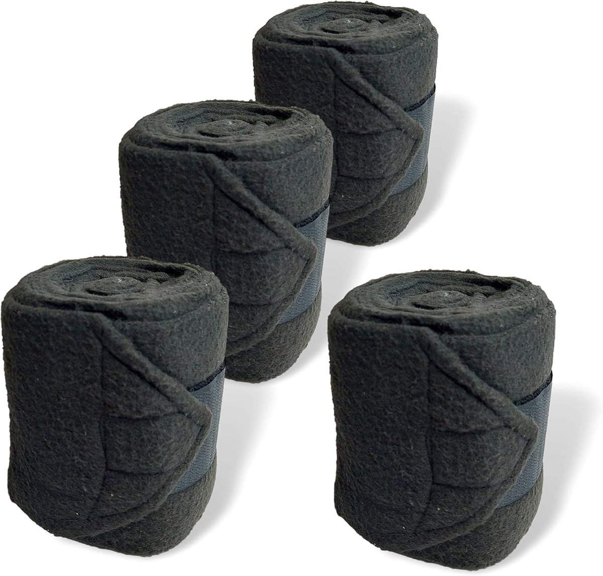 Bandages voor paard van fleece met klittenbandsluiting - fleece bandages paard in set van 4 met praktische opbergtas (Mini Shetland Pony (Mini Shetty), zwart)
