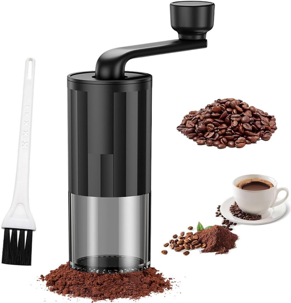 Handmatige koffiemolen, 1 stuks, mini-handkoffiemolen, conische molen met zwengel, voor reizen, camping, kantoor, espresso, pour over
