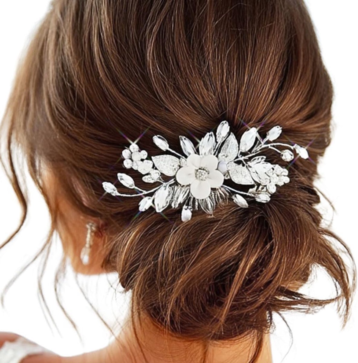 Bloemen kristal parel haarclip bruid accessoires voor