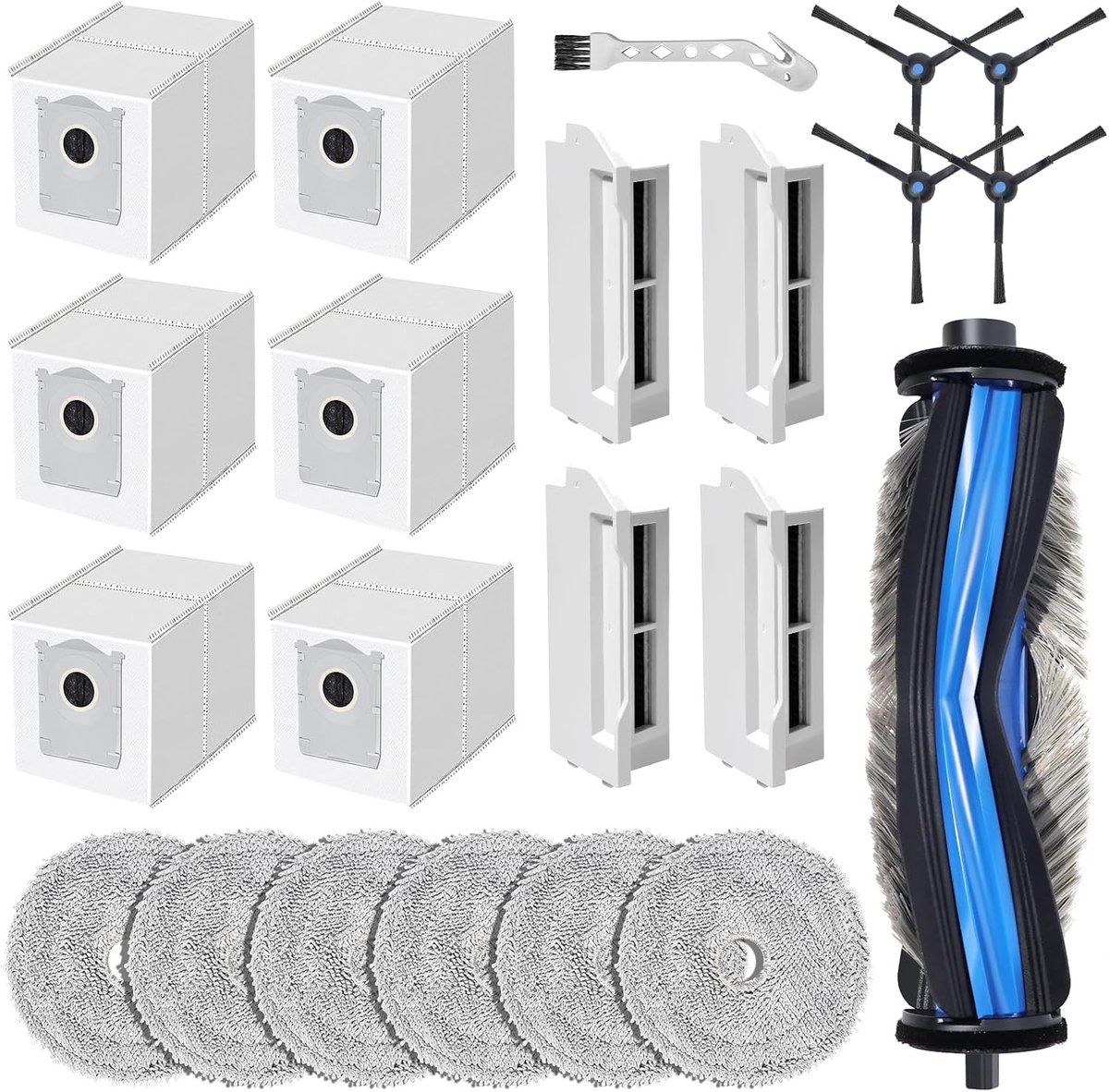 22 stuks accessoires voor Ecovacs Deebot mini-stofzuiger, reserveonderdeel, 1 hoofdborstel, 6 reinigingsdoekjes, 6 stofzakken, 4 zijborstels, 4 HEPA-filters, 1 reinigingsborstel
