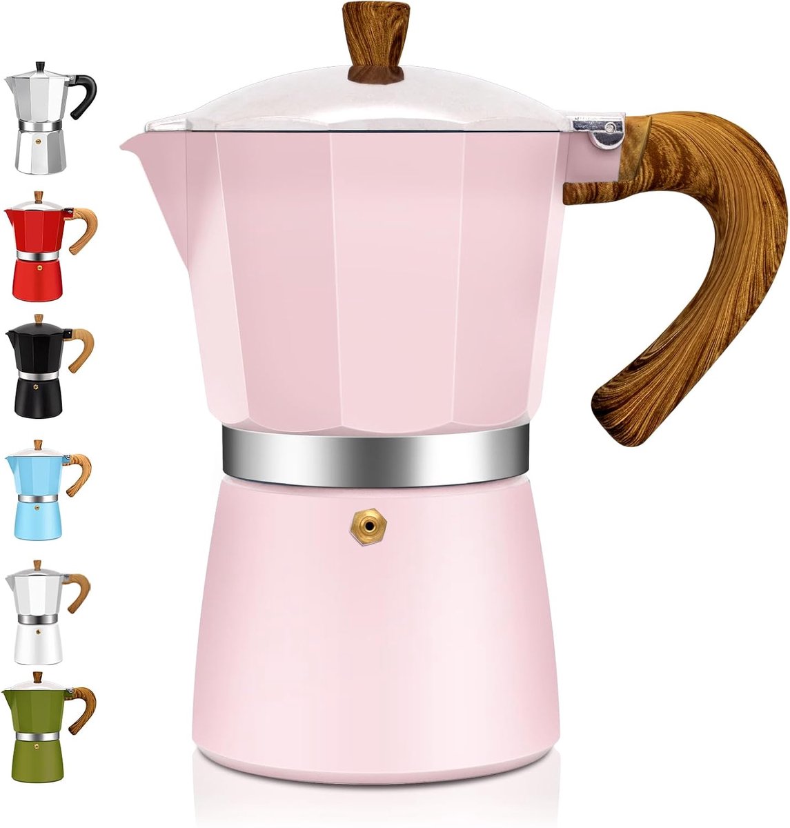 6 Cup Aluminium Espresso Kookplaat Moka Pot Koffiezetapparaat Percolator Italiaanse Klassieke Mokka Koffiemachine voor Italiaanse en Cubaanse Cafe Brouwen voor Thuis & Camping 300ml