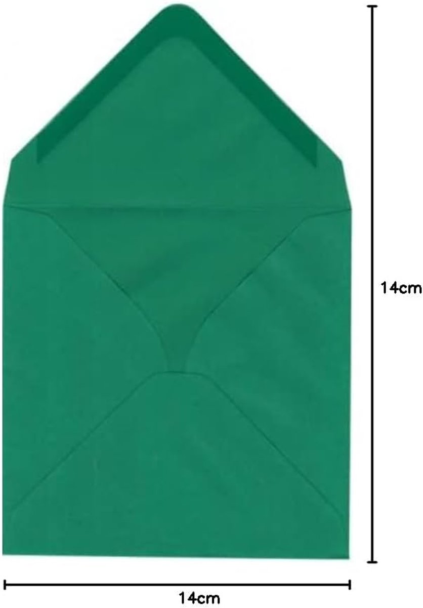 Vierkante enveloppen 14 x 14 cm 140 x 140 mm 110 GSM (groen, 50)
