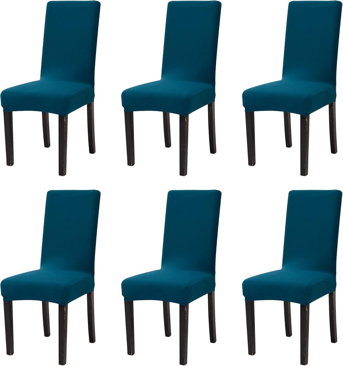 Stoelhoezen, set van 6, stretch, eetkamerstoelen, afneembaar, wasbaar, spandex, voor keukenstoelen, hotel, banket (6 stuks)