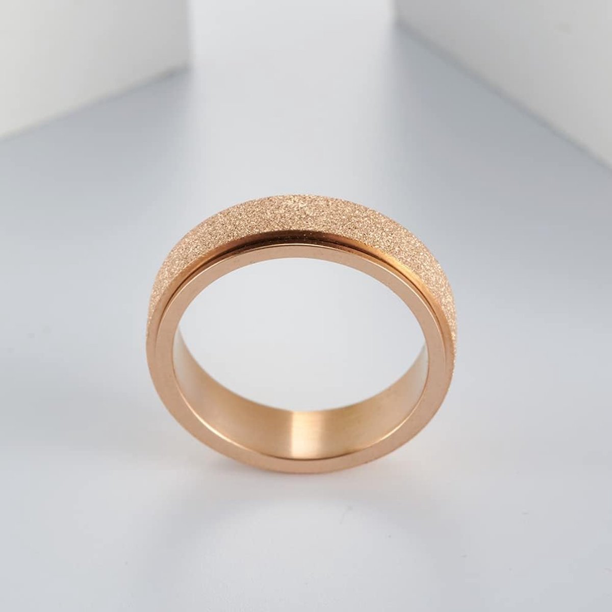 Ring voor koppels, roestvrij staal, anti-stress-ring, voor vrouwen en mannen, verstelbaar, 6 mm, trouwring, roodgoud, verguld, liefdespaar, cadeau-idee voor verjaardag, bruiloft, feest, Kerstmis