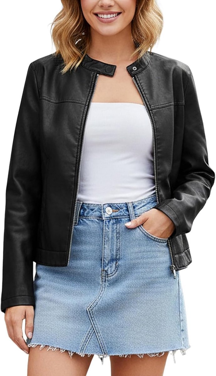Jas voor dames, motorfiets, biker, korte jas voor herfst, lente