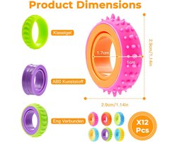 12 stuks fidget ringen, fidget toys volwassenen, fidget spinner ring met 6 texturen, vingerspinner volwassenen voor ADHD, autisme, concentratiehulp voor school, kantoor