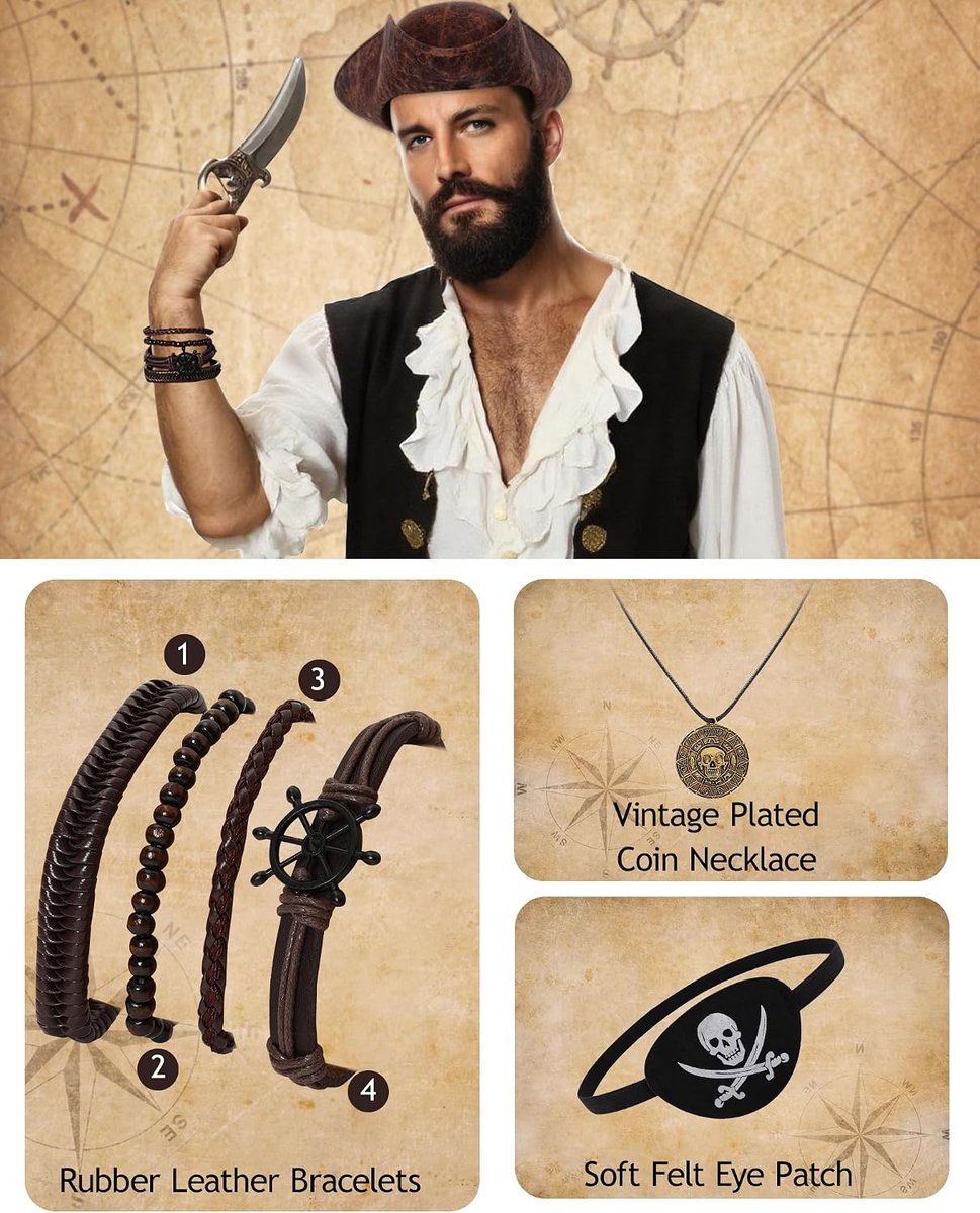 Accessoires set volwassenen 5 stuks piraten hoed