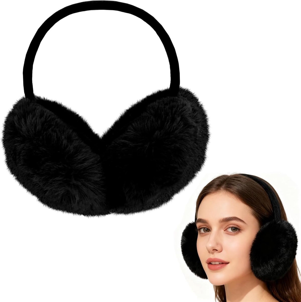 SnelShoppen - Dames Oorkappen, Verstelbare Oorkappen, Zachte Zwarte Oorkappen voor de Winter, Comfortabele Oorbescherming voor Buitenactiviteiten