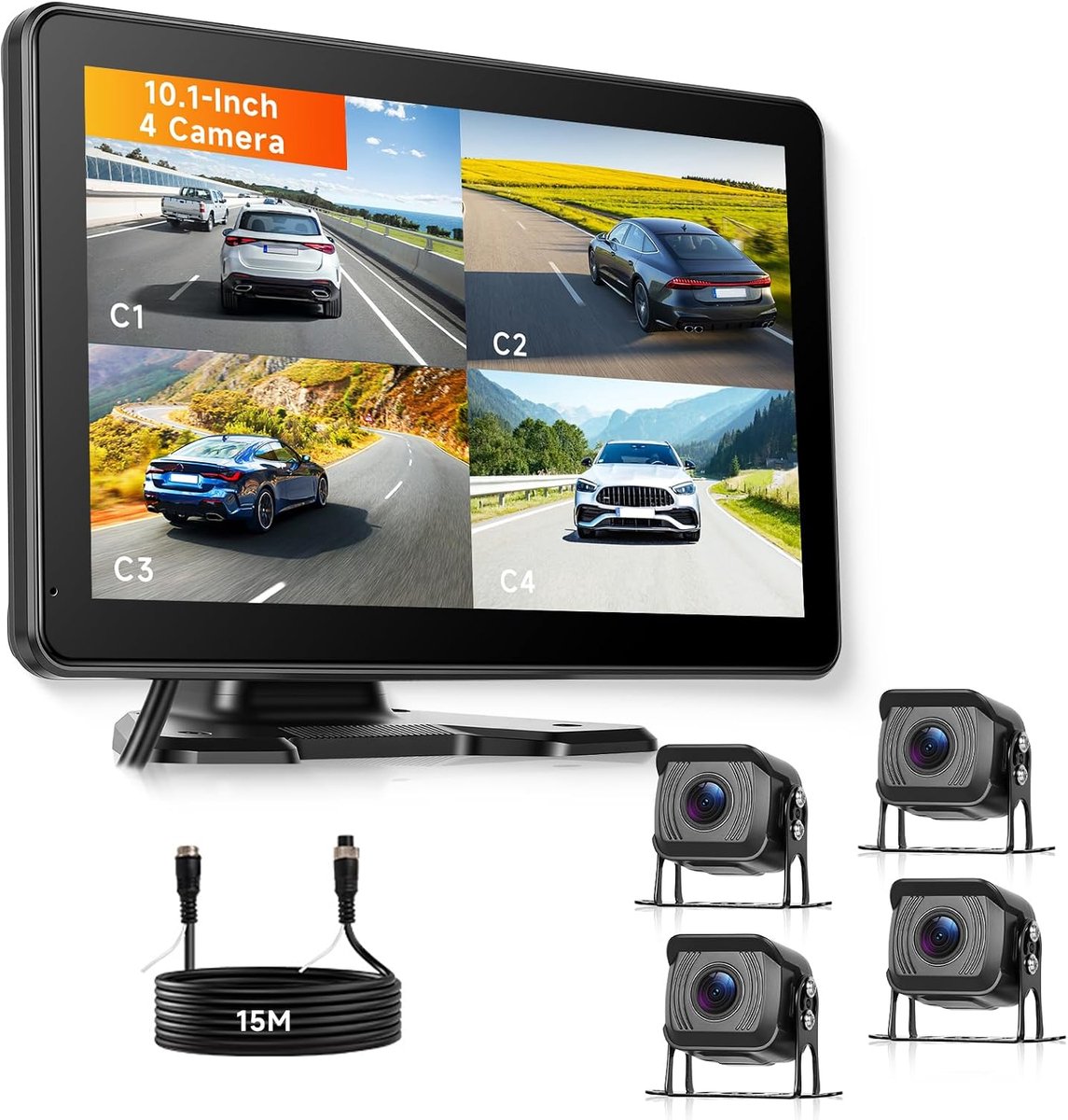 Achteruitrijcamera set 4 x met 10.1 inch monitor - 4K DVR opname - nachtzicht - verhoogt rijveiligheid - ShopVlot