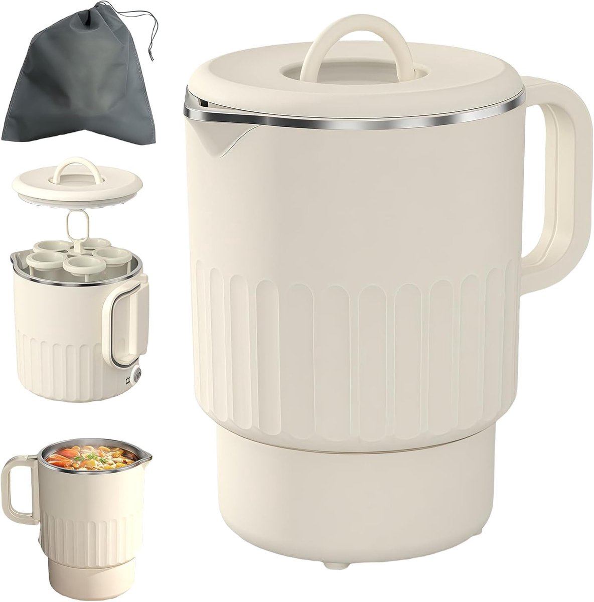 SnelShoppen - Opvouwbare Waterkoker 1L - Draagbare Campingwaterkoker met Opbergtas - Elektrische Waterkoker van Roestvrij Staal - Voor Outdoor Reizen