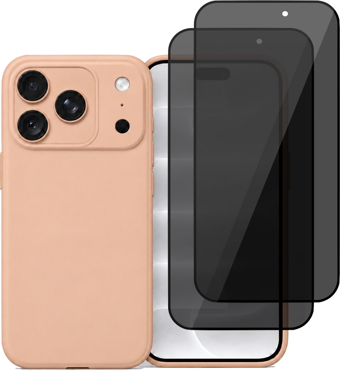 Hoesje geschikt voor iPhone 18 Pro Max / 17 Pro Max – MatteShield Back Cover – Roze – 2 Stuks Privacy Screenprotector Full Cover
