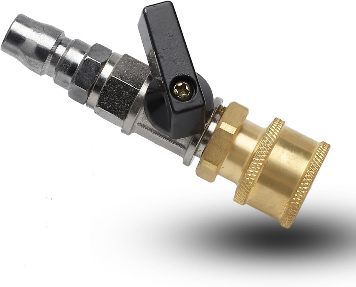Persluchtafsluitkraan 1/4 inch - messing - kogelkraan met snelkoppeling - duurzame luchtvulventiel - ShopVlot