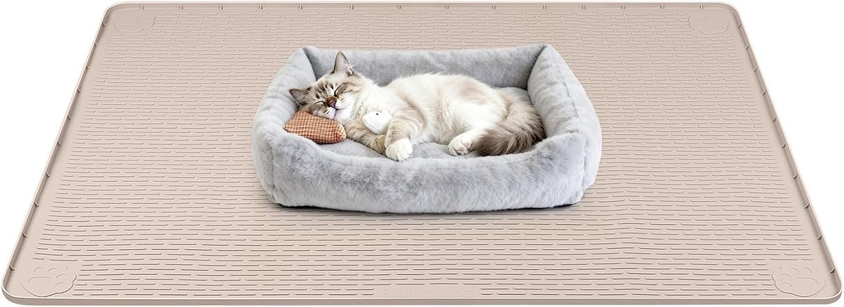 Kattenbedmat 104 x 75 cm - siliconen - verhoogde rand - beschermt vloeren - ShopVlot