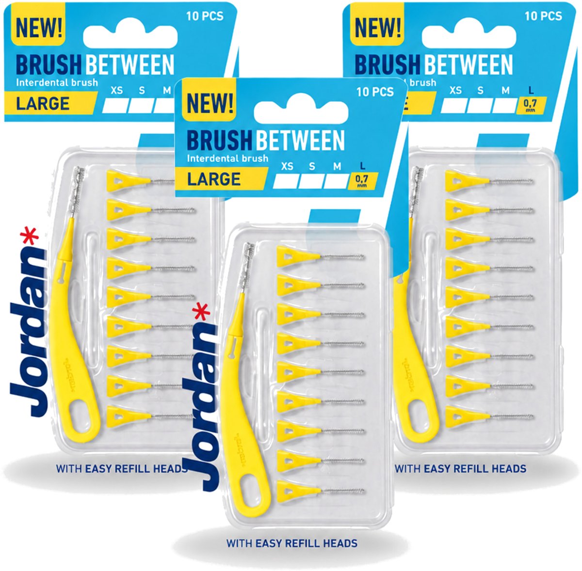 3 x Jordan - Between L - Interdentale ragers - 0.7 mm - 10 Ragers - Bulkverpakking - 3 stuks