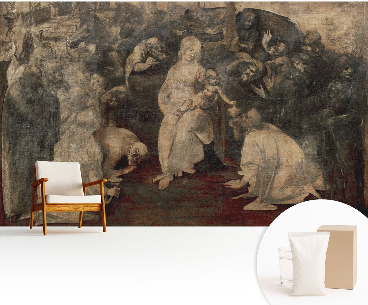Wallfluent Fotobehang - Bruin Vliesbehang - 416x254 cm - Geestelijke Ontmoeting Muurschildering - Gang behang Deel - Fotobehang Vlies - Gang behang