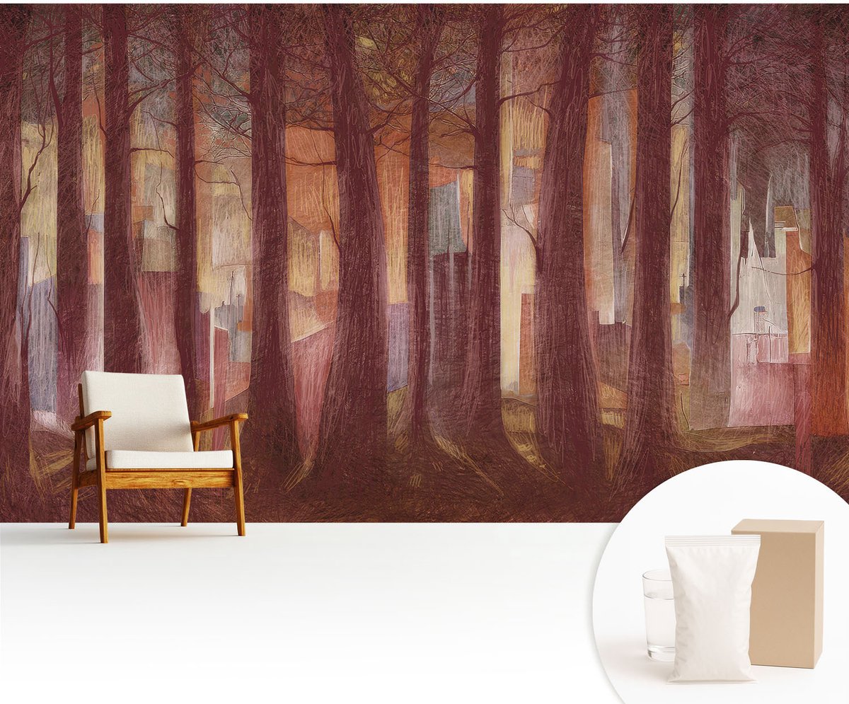 Wallfluent Fotobehang - Bruin Vliesbehang - 416x254 cm - Mysterieus Landschap Fotobehang Vlies - Hal behang Landschappen - Muurschildering - Hal behang