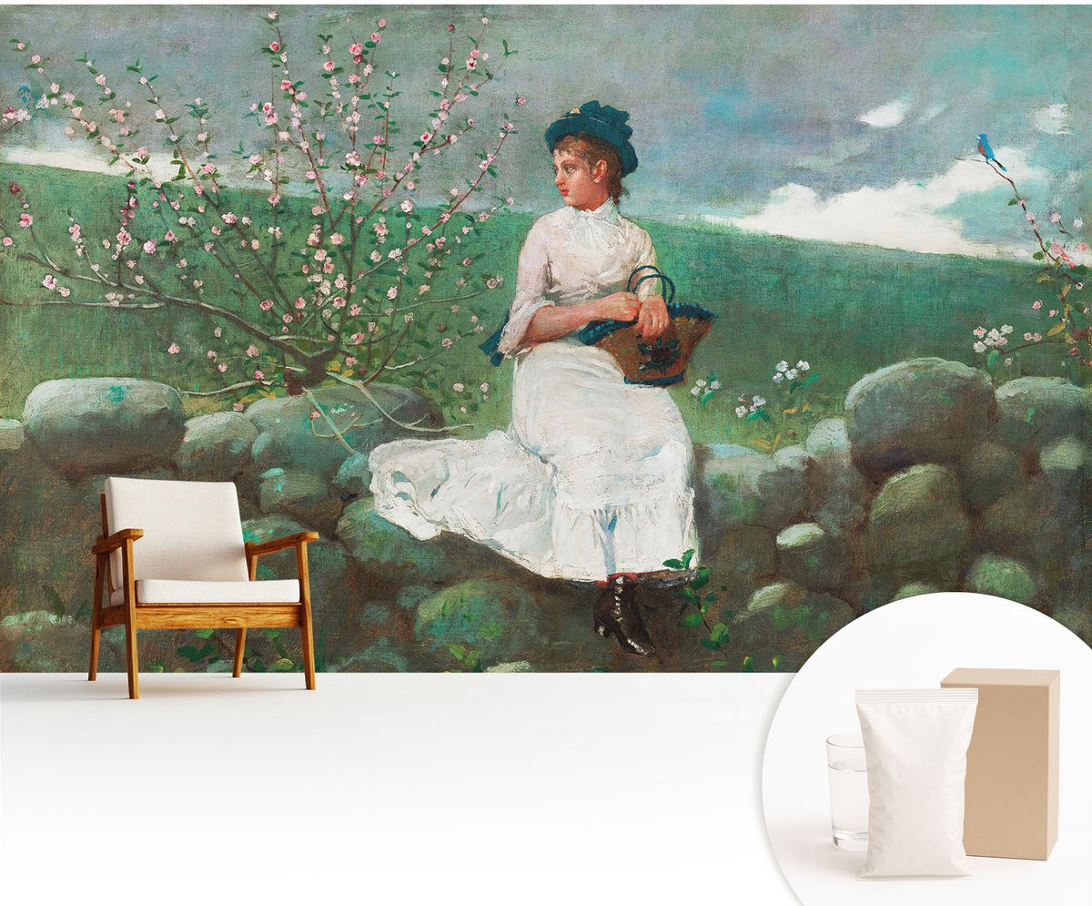 Wallfluent Fotobehang - Groente Vliesbehang - 416x254 cm - Bloemrijke Vrede Fotobehang Vlies - Woonkamer behang Mensen - Muurschildering - Woonkamer behang