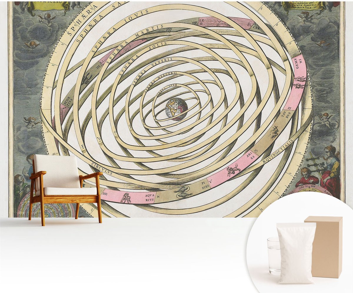 Wallfluent Fotobehang - Beige Vliesbehang - 416x254 cm - Kosmische Spiraal Muurschildering - Slaapkamer behang Kosmos - Fotobehang Vlies - Gang behang