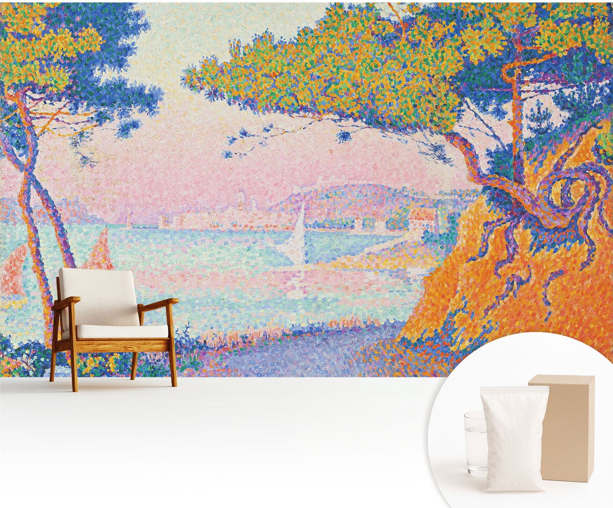Wallfluent Fotobehang - Blauw Vliesbehang - 416x254 cm - Kleurrijk Landschap Fotobehang Vlies - Woonkamer behang Landschappen - Muurschildering - Woonkamer behang