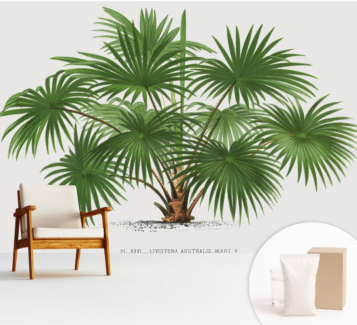 Wallfluent Fotobehang - Groente Vliesbehang - 312x219 cm - Exotisch Patroon Muurschildering - Gang behang Bloemen En Planten - Fotobehang Vlies - Slaapkamer behang