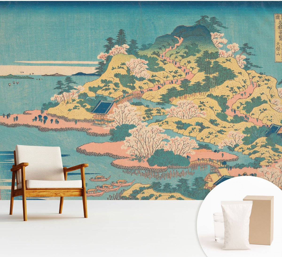 Wallfluent Fotobehang - Blauw Vliesbehang - 312x219 cm - Japans Landschap Muurschildering - Gang behang Landschappen - Fotobehang Vlies - Gang behang