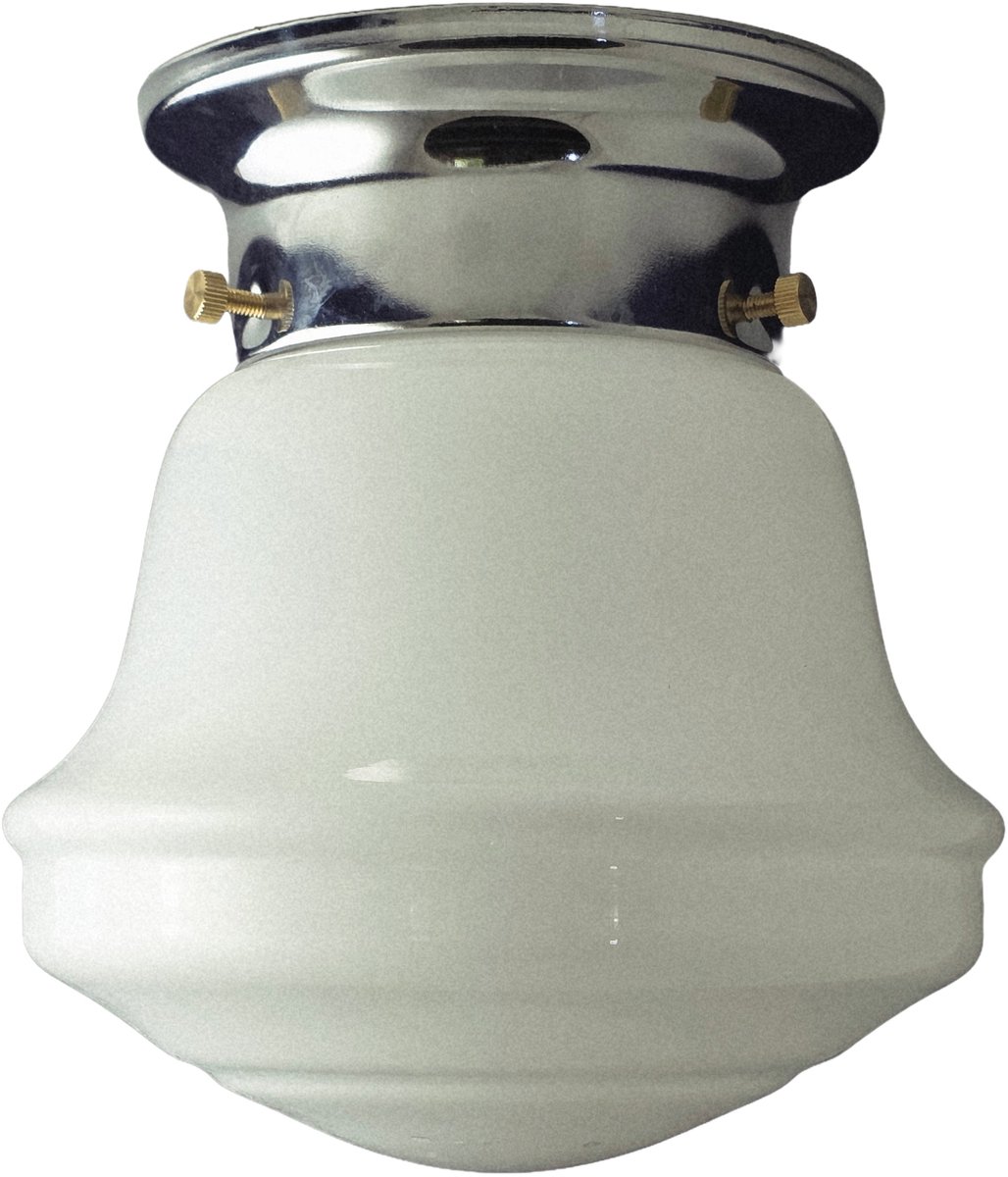 Thomas Klaus Dessau - Bauhaus Plafondlamp - Mat Glas - Vintage Schoollamp